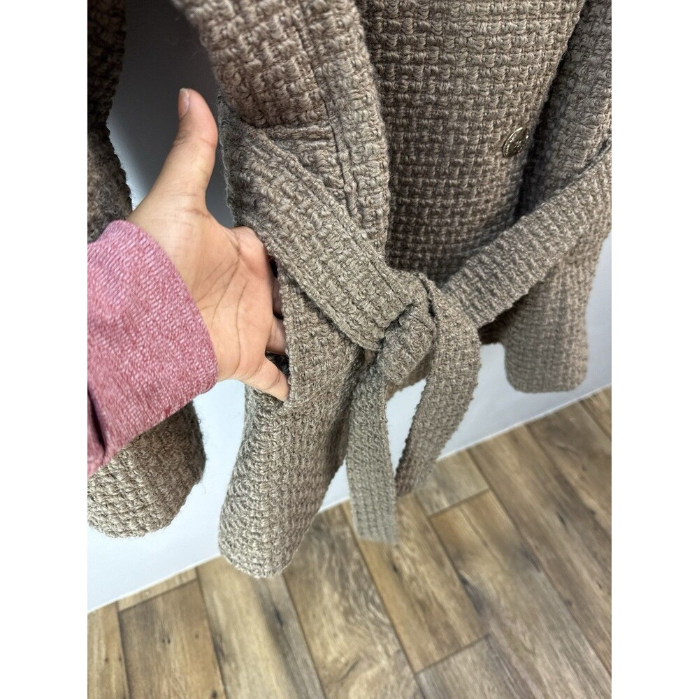 Women’s Calvin Klein Double Breasted Brown Wool Blend Belted Coat Size Small - Picture 14 of 16